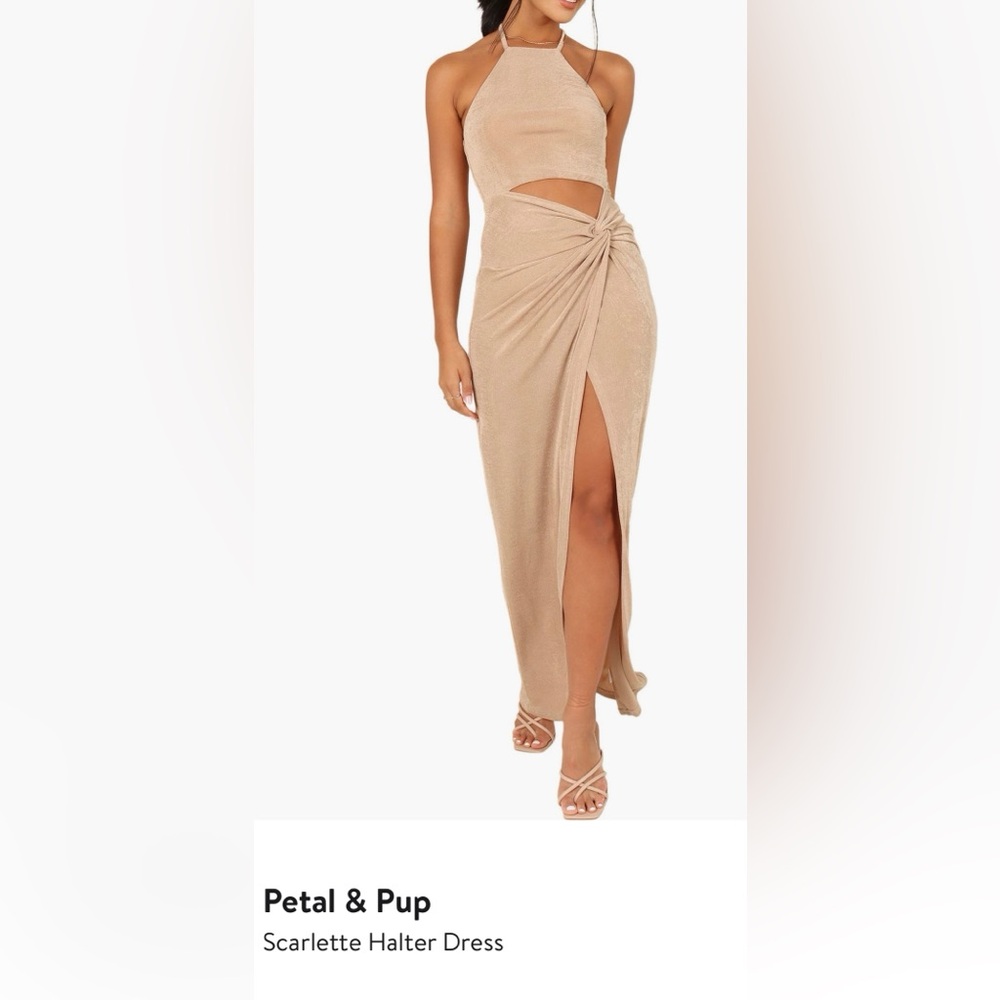 Petal & Pup Scarlette Halter Dress in Gold